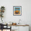 Impression cappuccino à rayures bleues et orange sous verre, design par Yen-744155669-744155675