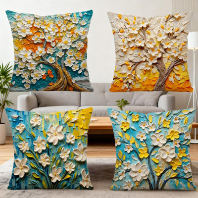 4Pcs Sofa Pillow Cover（Only Cover,The Pillow Is Not Included）