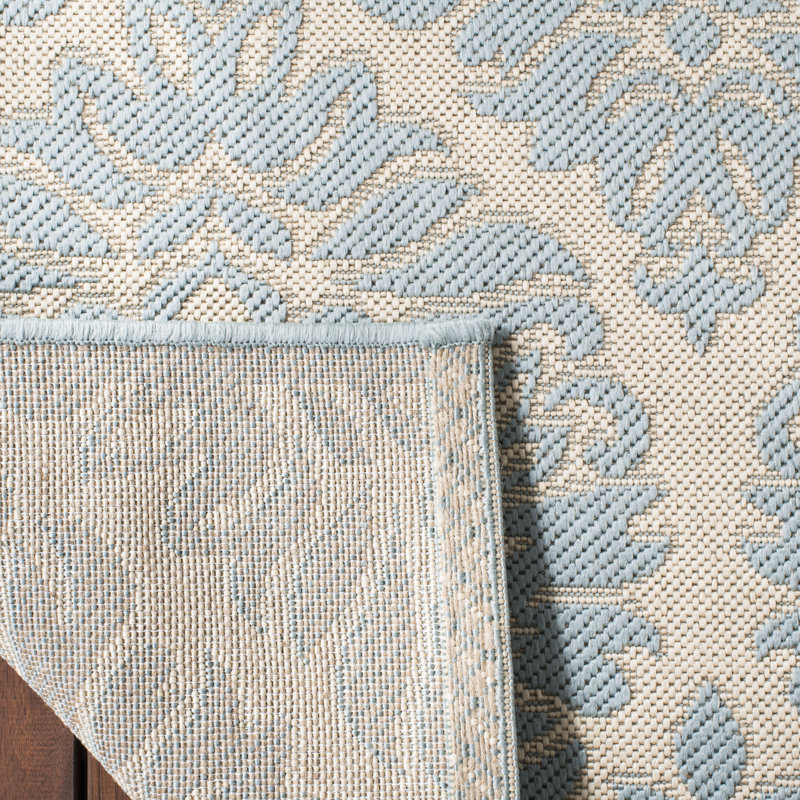 Kistler Hooked Indoor/ Outdoor Aqua Rug, Rectangle 91 x 152 cm