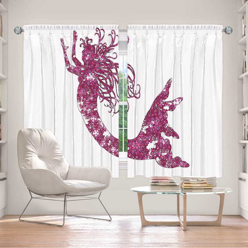 Paire de rideaux obscurcissant en polyester Rossy, L 56 po x L 78 po, Rose / blanc