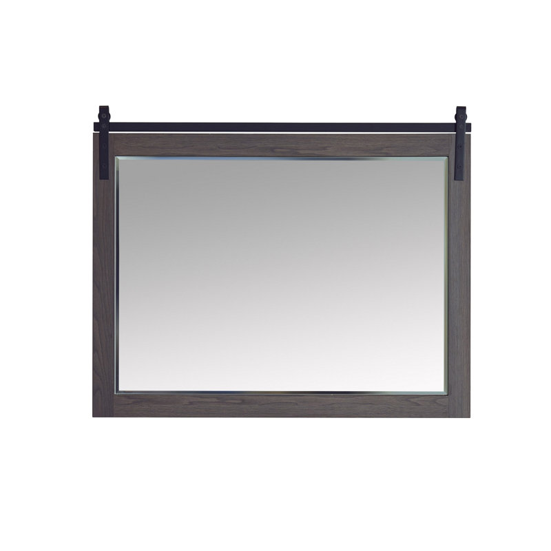 Miroir de salle de bain mural Karamfila, 39,4 po x 48 po, Chêne Suleiman
