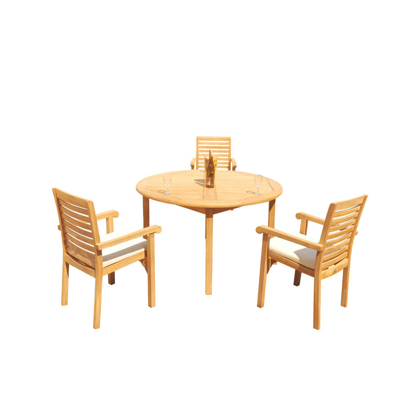 Hari Outdoor Teak Dining Set, 90" x 48" x 31.5", 4