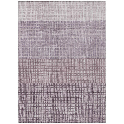 Tapis intérieur / extérieur lavable 8 pi x 10 pi mauve et ivoire