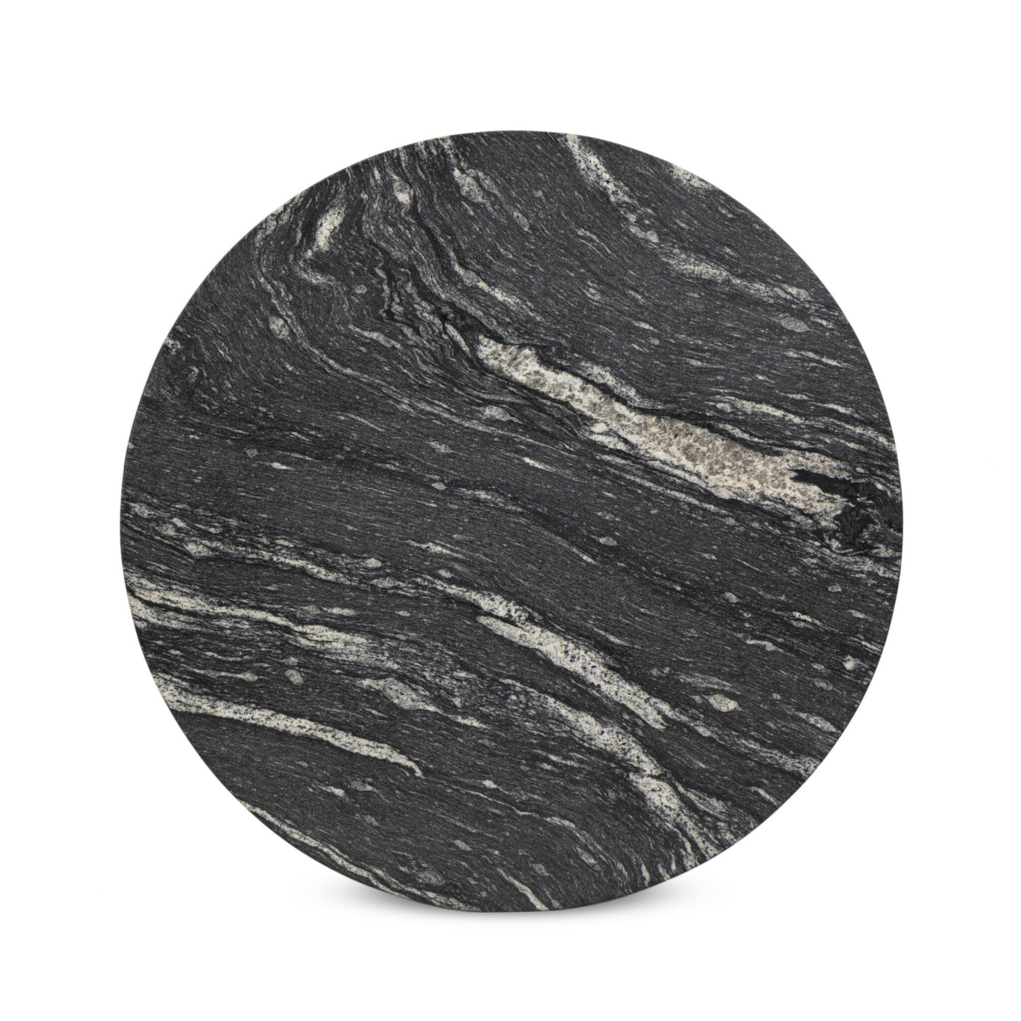 Single Coffee Table, Polished Marble Top/Hammered Gray Base, 15.75" H x 35.25" L x 35.25" W