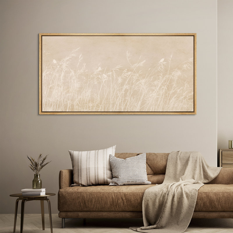 Minimaliste, neutre, botanique, herbe, silhouette, doux, beige, nature, décoration murale pour le salon, chambre à coucher, toile encadrée, chambre principale, reproduction d'art