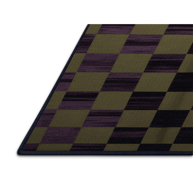 Machine Washable Checkered Purple Area Rug, Rectangle 5' x 8'