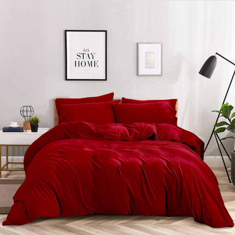 Anicia Super Soft 250 TC Microfibre Reversible Plain Duvet Cover Set, Burgundy, Kingsize Duvet Cover + 2 Pillowcases