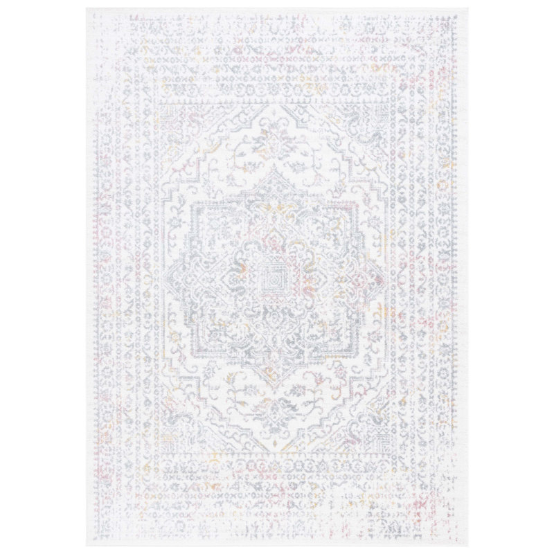 Lowrey Ivory Grey / Pink Rug, Rectangle 9' x 12'