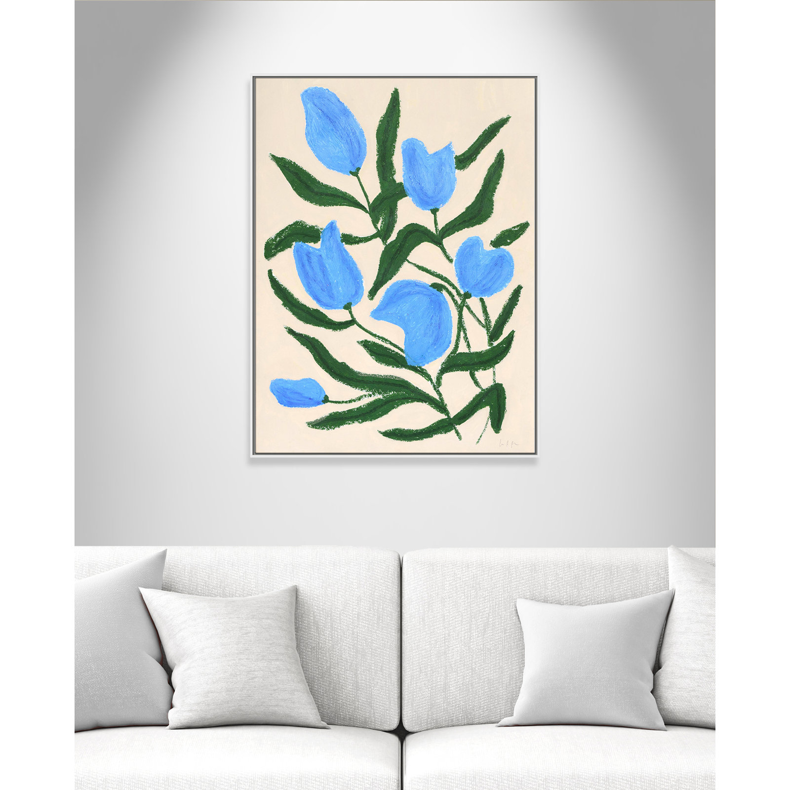 Blue Tulips Print by Camilla Bergqvist, 49.5" H x 37.5" W, White
