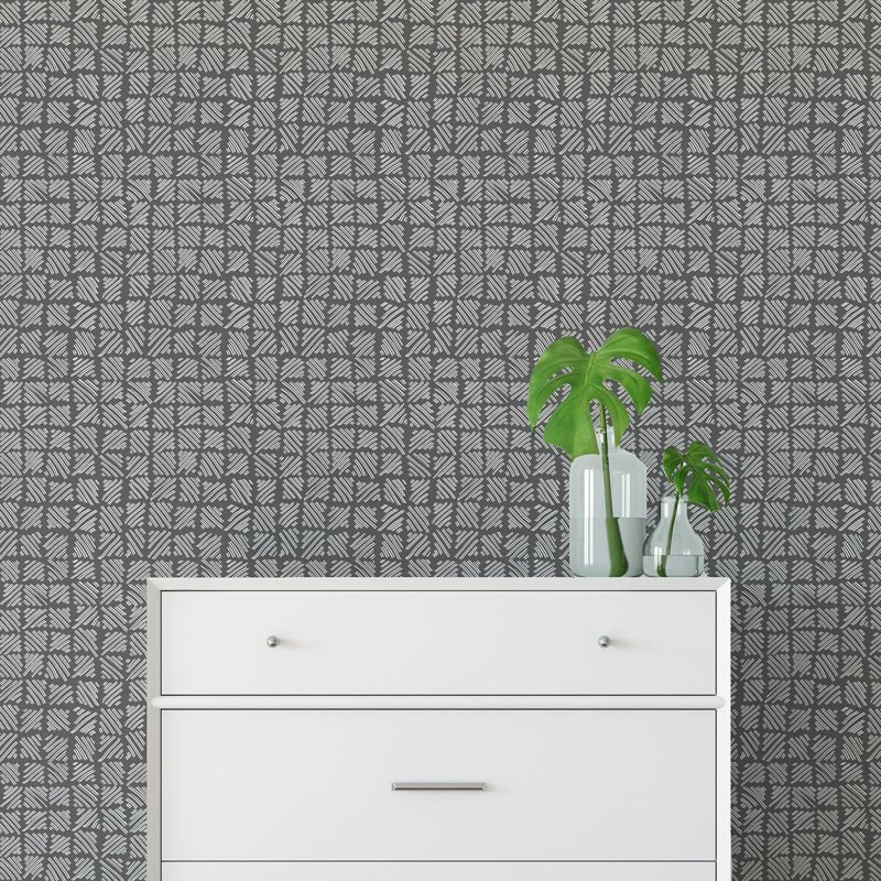 Hatched, Non-Woven, White on Gray