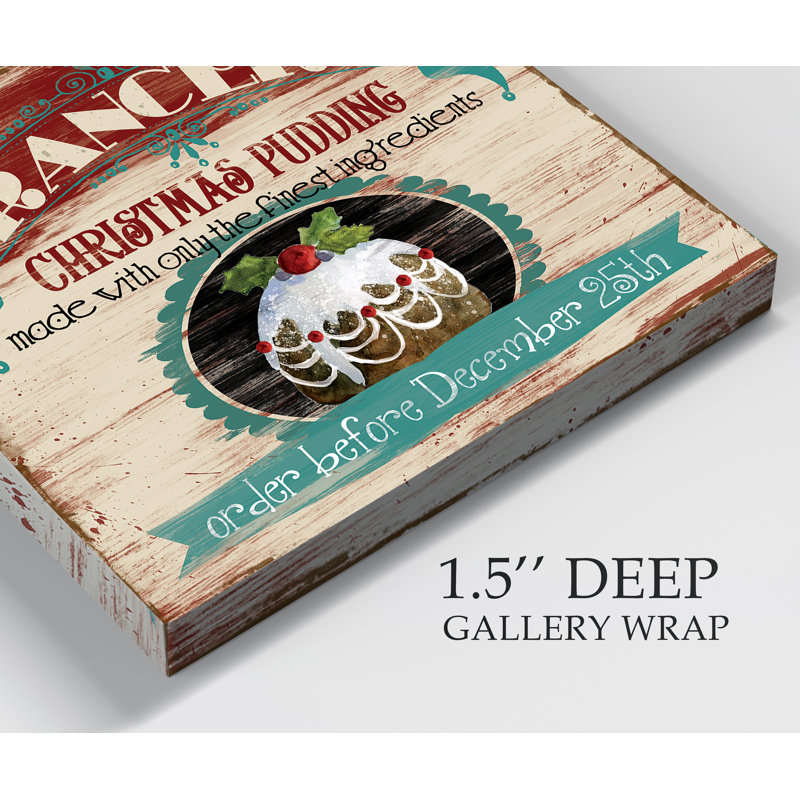 « rétro pub : xmas pudding », impression sur toile tendue, H 16 po x l 16 po x P 1 po