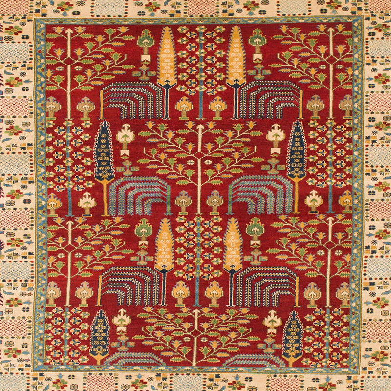 Tapis abstrait moderne 843, Carré 7 pi
