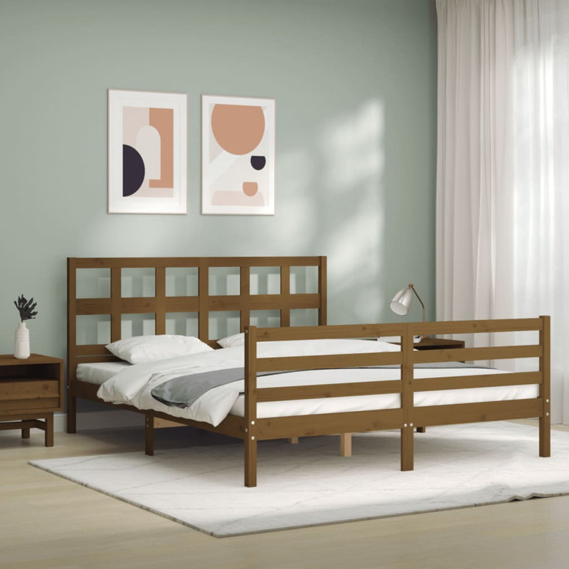 Bed Frame with Headboard, 150 x 200 cm, Grey