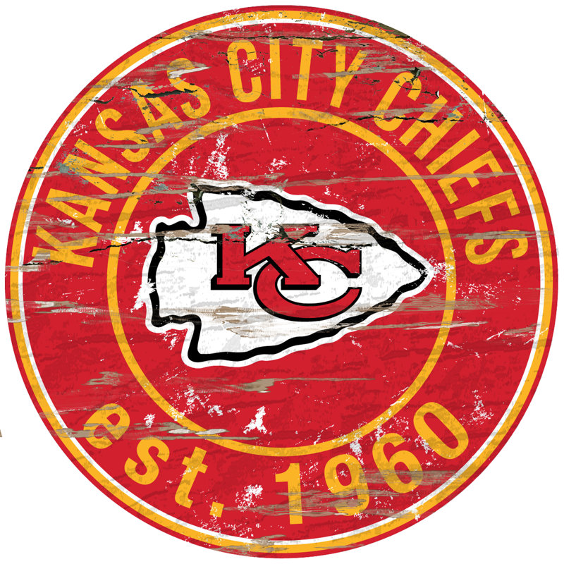 Décoration murale rond à cercle patiné nfl, Chiefs de Kansas City