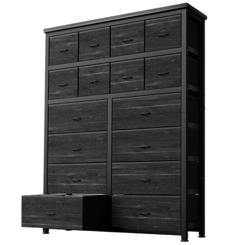 Aninye 16 - Drawer Chest of Drawers, Black