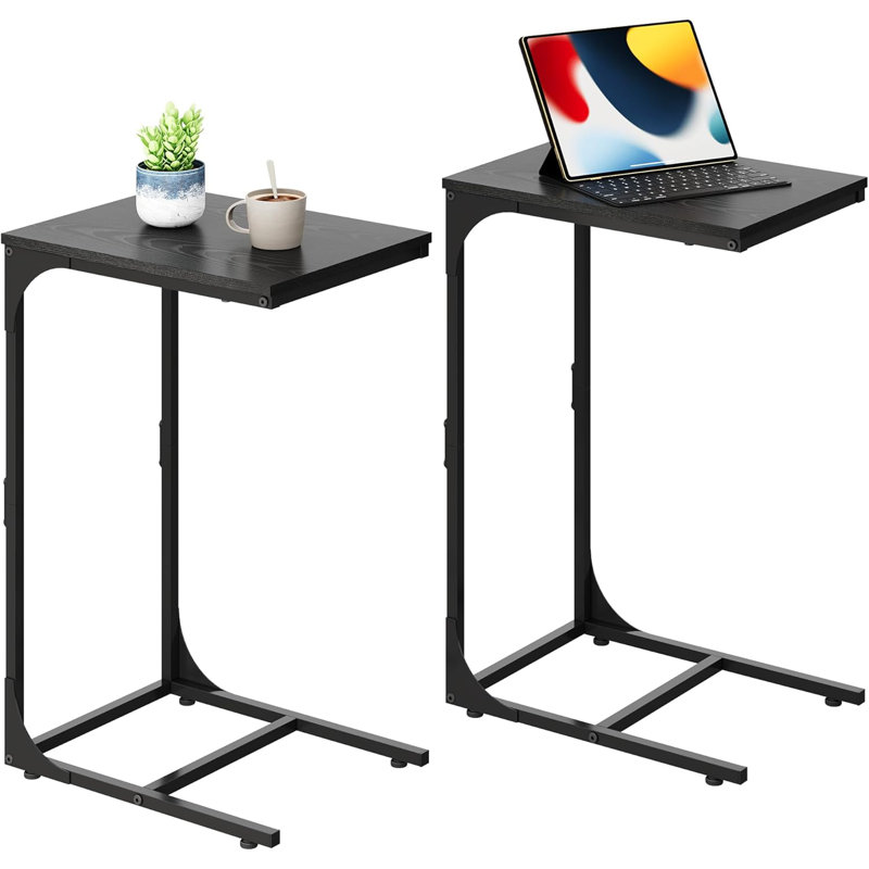 Ensemble de 2 tables d'appoint en forme de C, tables d'appoint robustes à structure métallique, design compact pour le salon et la chambre à coucher