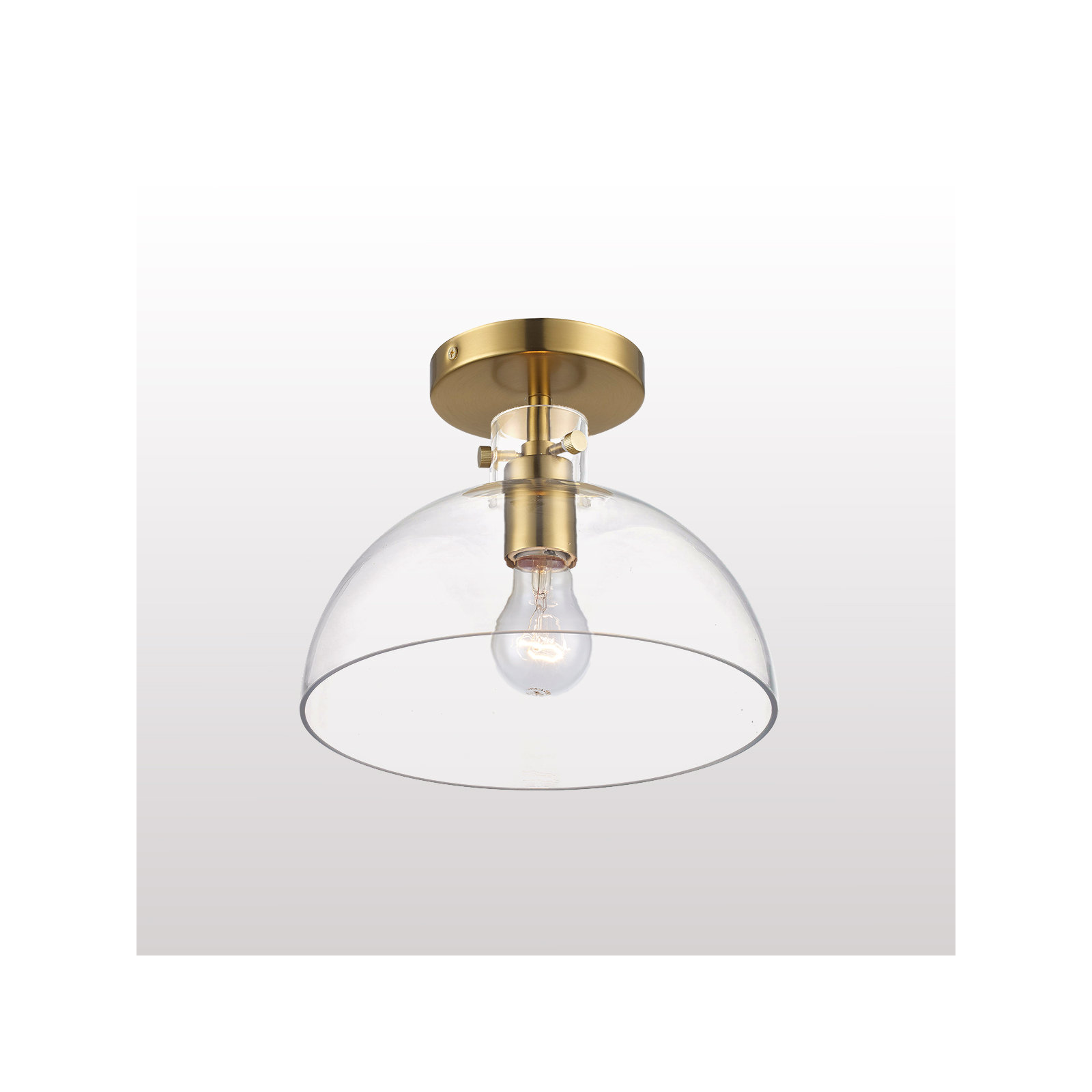 Martins Single Light Glass Semi Flush Mount, Antique Gold