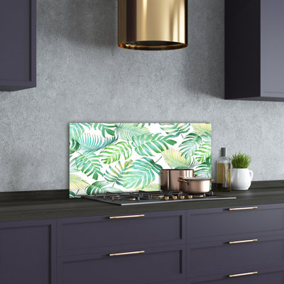 Kuhle Flowers And Plants - Green - Tropical Leaves - No Frame Print on Glass