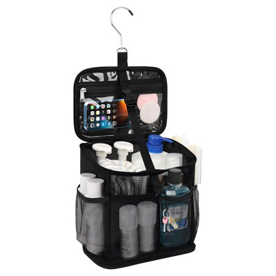 Sac de douche portable en filet pour salle de bain, salle de sport, voyages, camping, séchage rapide, avec poignée, idéal pour les chambres d'étudiants.