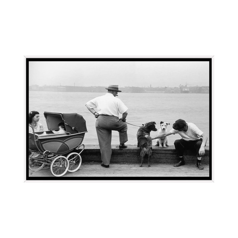 Sunday Afternoon (Gansevoort Pier NYC, 1948) by Ruth Orkin - Print on Canvas, 66.04 cm H x 45.72 cm W, White Framed