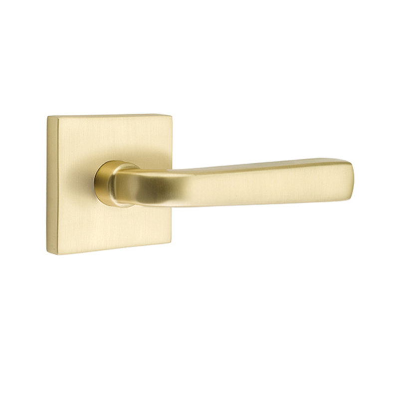 Faux levier de porte double avec rosette Sion, Droite, Laiton satiné