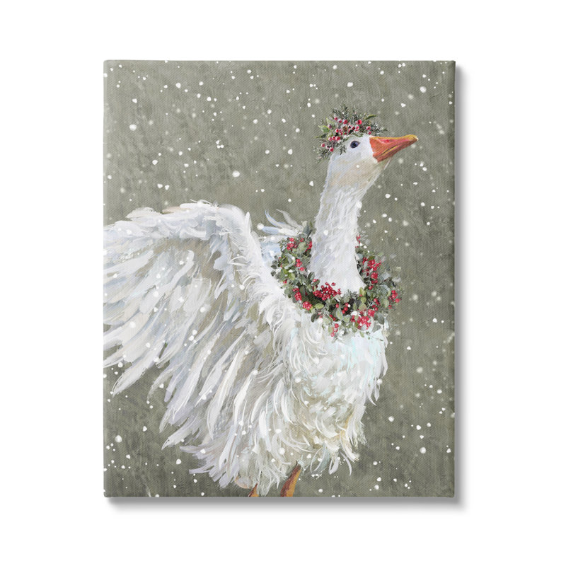 Aw-061-Canvas Winter Goose Seasonal Botanicals On Canvas par Pip Wilson, peinture, H 20 po x l 16 po x P 1,5 po