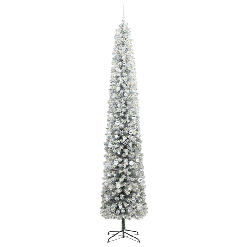 Artificial Christmas Tree with 300 LEDs with Stand, Silver, 9.84' H