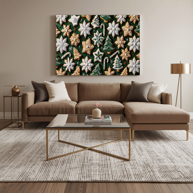 Décoration murale de Noël, biscuits au sucre de Noël, toile verte, H 11 po x l 14 po