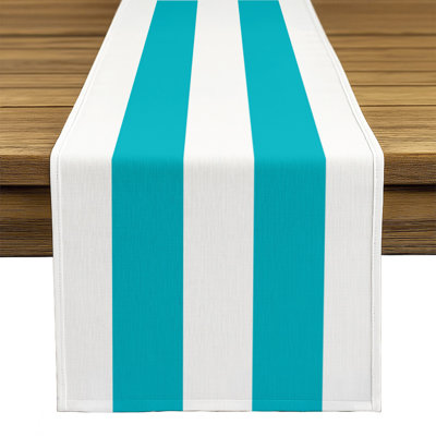 Turquoise Striped Table Runner 108" x 14"