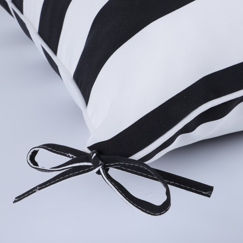 Burrell Outdoor Deep Seat Cushions with Handles, Removable Covers, Black/White