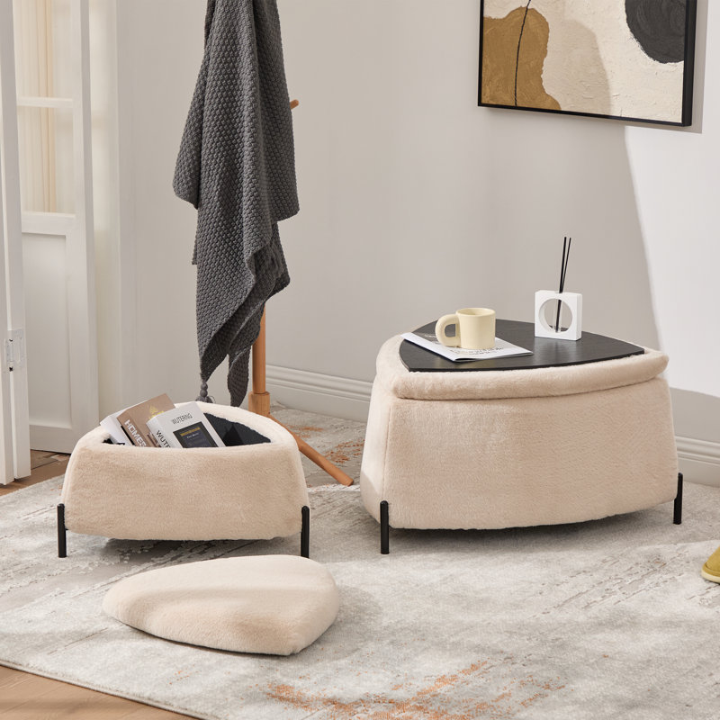 Multi-functional Triangle  Ottoman Set, Light Camel