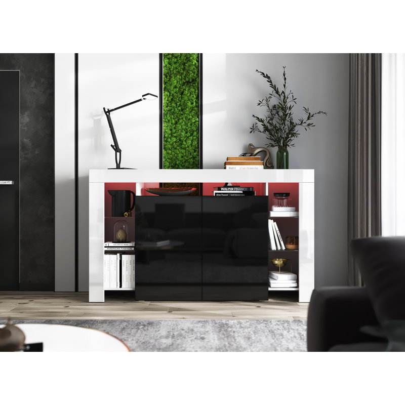Riddick 150.5cm Sideboard, Black, With Led Lighting