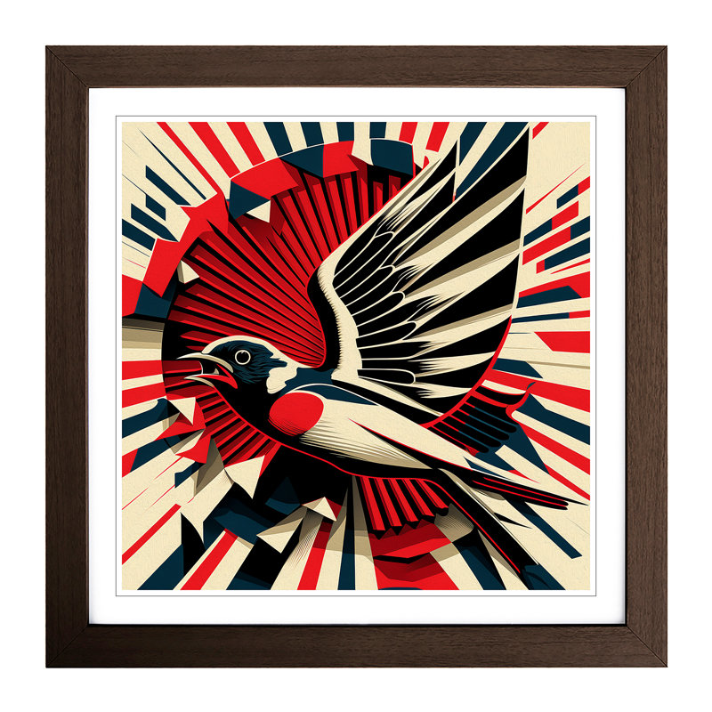 Swallow Constructivism - Framed Print, Walnut