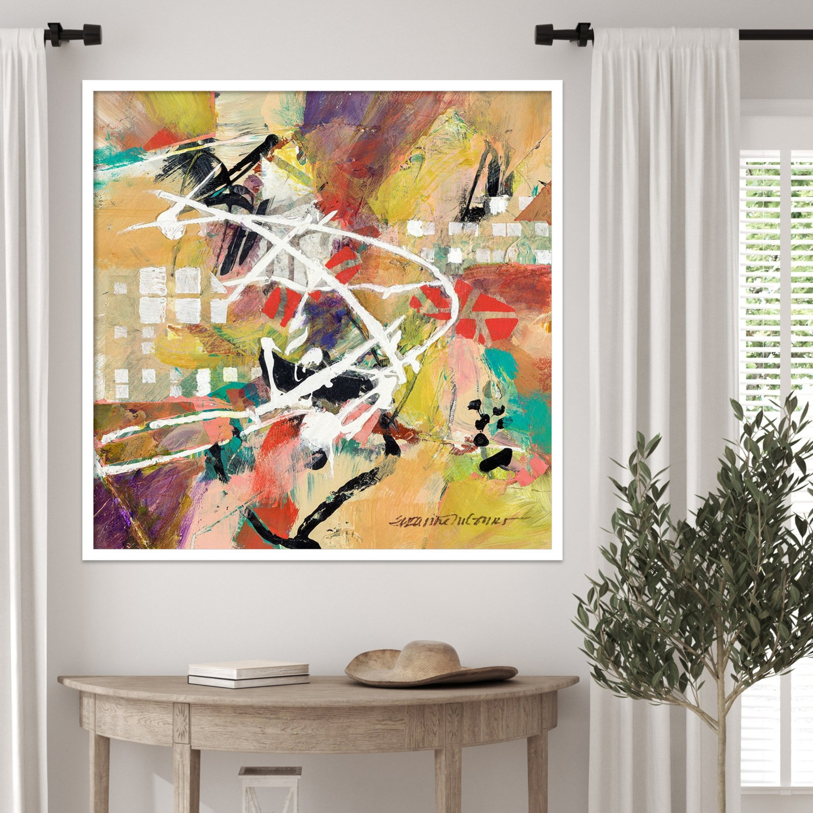 Sutter "Boogie" Print by Suzanne McCourt, 33" H x 33" W, White