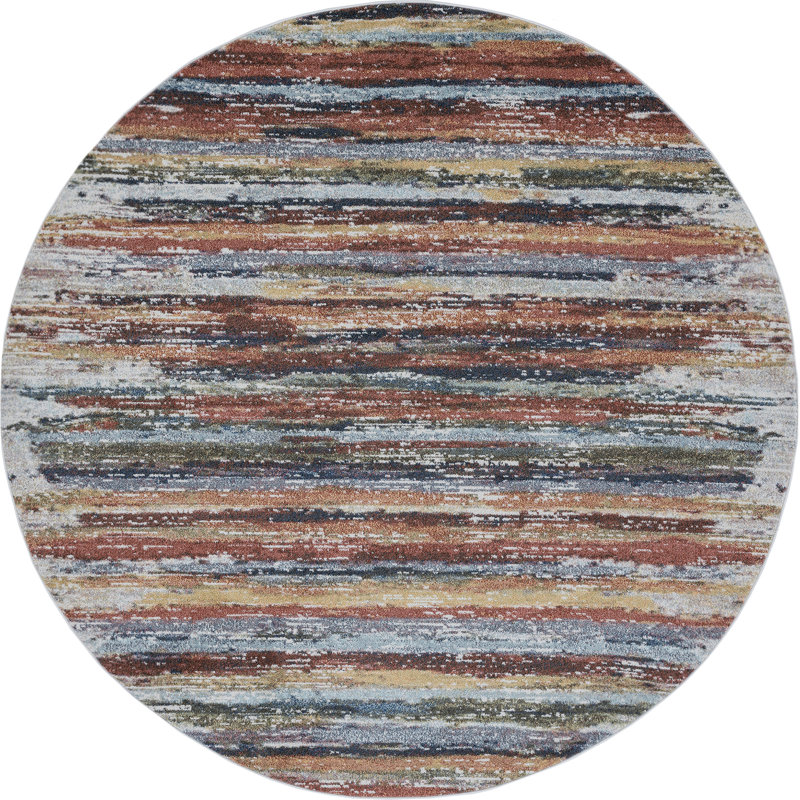 Tapis brun / bleu Dancy, Rond 7 pi 10 po