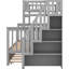 Lit superposé simple au-dessus d'un lit double avec escalier et lit gigogne, gris - Espace de sommeil confortable et stable-1543231931