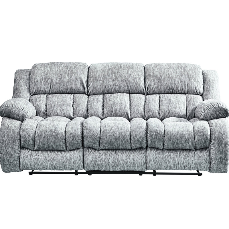Inclinable et - Tissu gris, structure en bois, fauteuil inclinable manuel, accoudoirs rembourrés surdimensionnés, méridienne, coussins attachés, extra, performance de glissement en douceur et, fabrication 100% tissu, système, devant roulé
