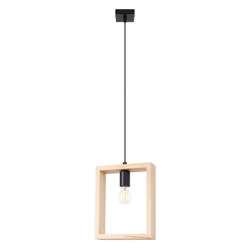 1 - Light Stainless Steel Pendant, Natural Wood