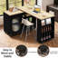 Îlot de cuisine avec table allongée, armoire de rangement, tiroirs, chêne noir-374892675