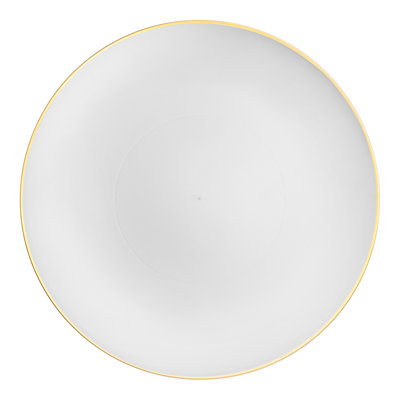 White with Gold Rim Organic Round Disposable Plastic Appetizer/Salad Plates (7.5")