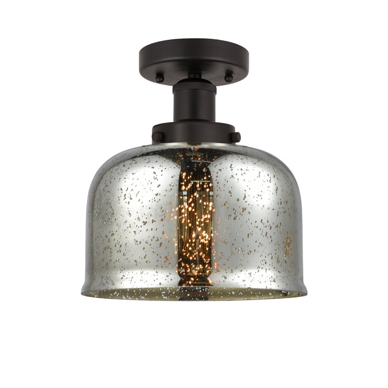 Plafonnier semi-encastré en verre Coppell, Mercure foncé, Bronze huilé