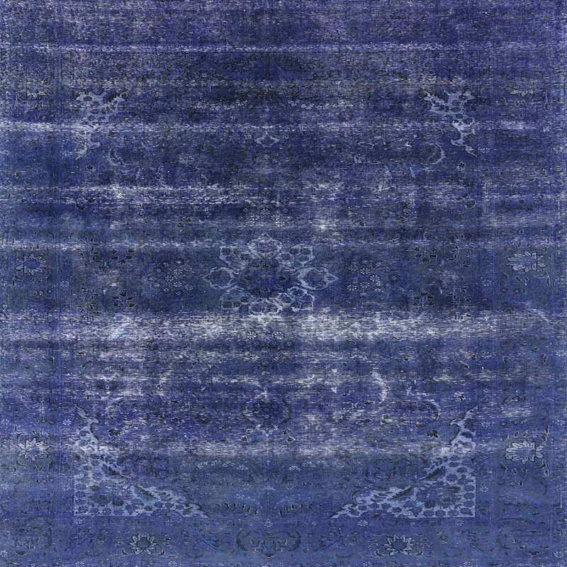Tapis oriental bleu, Carré 6 pi