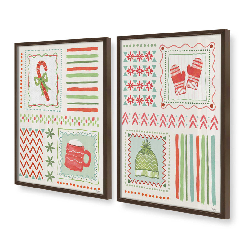 Cozy Winter Patchwork, ensemble de 2 reproductions d'art, 20 po x 16 po, Brun Belvinder