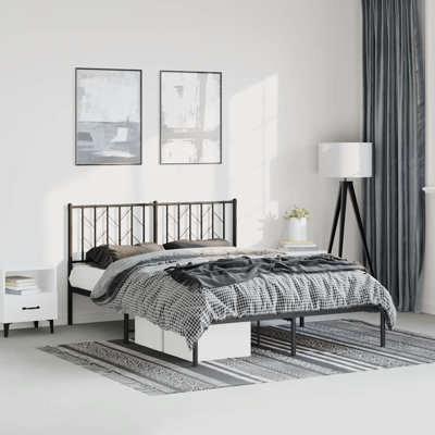 Structure de lit en métal avec tête de lit, rangement sous le lit, sans bruit, sans matelas
