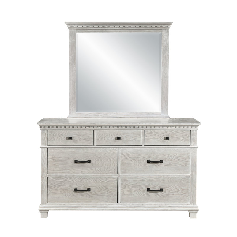 Izaguirre 2-Piece Wood Dresser And Mirror Set In Gray