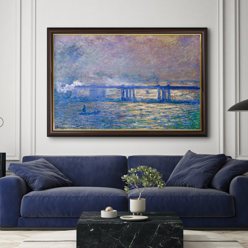 Charing Cross Bridge, 1903 - Claude Monet - Toile encadrée sur mesure, 28 po x 40 po, Toile encadrée, Noyer doré