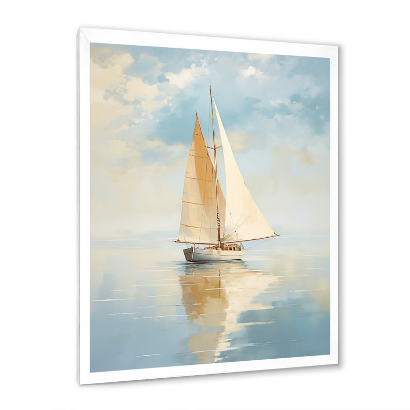 Voilier «Whispering Breezes I» - Bateau encadré, art encadré, Cadre simple blanc, H 32 po x l 24 po x P 1 po