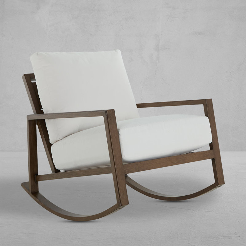 Chaise berçante d'extérieur en aluminium forgé Avondale, Perigold Play Avoine, Sans bourrure + bourre standard, Chêne