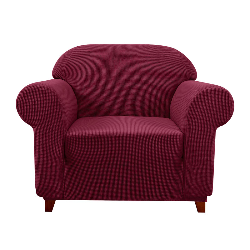 Box Cushion Armchair Slipcover, Burgundy