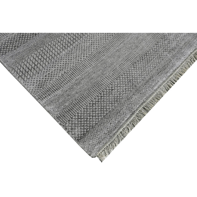 High-Quality Hand-Knotted Silver And Black Area Rug